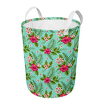 Hibiscus Plumeria Flowers Pattern Print Round Laundry Basket