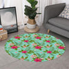 Hibiscus Plumeria Flowers Pattern Print Round Rug