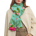 Hibiscus Plumeria Flowers Pattern Print Scarf