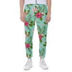 Hibiscus Plumeria Flowers Pattern Print Scuba Joggers