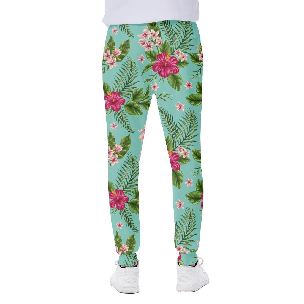 Hibiscus Plumeria Flowers Pattern Print Scuba Joggers