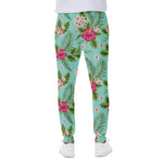 Hibiscus Plumeria Flowers Pattern Print Scuba Joggers