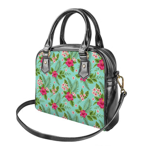 Hibiscus Plumeria Flowers Pattern Print Shoulder Handbag