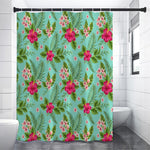 Hibiscus Plumeria Flowers Pattern Print Shower Curtain