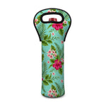 Hibiscus Plumeria Flowers Pattern Print Single Neoprene Wine Tote