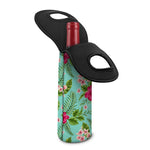 Hibiscus Plumeria Flowers Pattern Print Single Neoprene Wine Tote