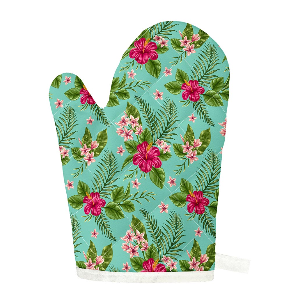 Hibiscus Plumeria Flowers Pattern Print Single Oven Mitt