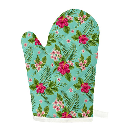 Hibiscus Plumeria Flowers Pattern Print Single Oven Mitt