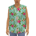 Hibiscus Plumeria Flowers Pattern Print Sleeveless Baseball Jersey