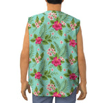 Hibiscus Plumeria Flowers Pattern Print Sleeveless Baseball Jersey