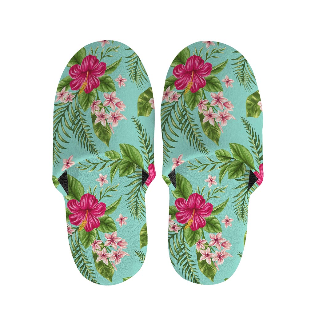 Hibiscus Plumeria Flowers Pattern Print Slippers