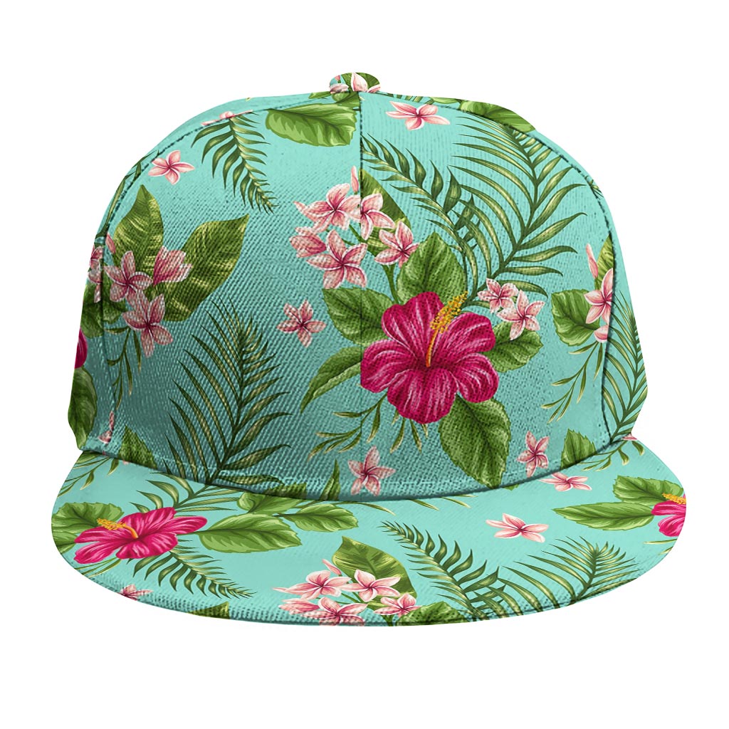 Hibiscus Plumeria Flowers Pattern Print Snapback Cap