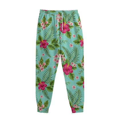 Hibiscus Plumeria Flowers Pattern Print Sweatpants