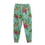 Hibiscus Plumeria Flowers Pattern Print Sweatpants