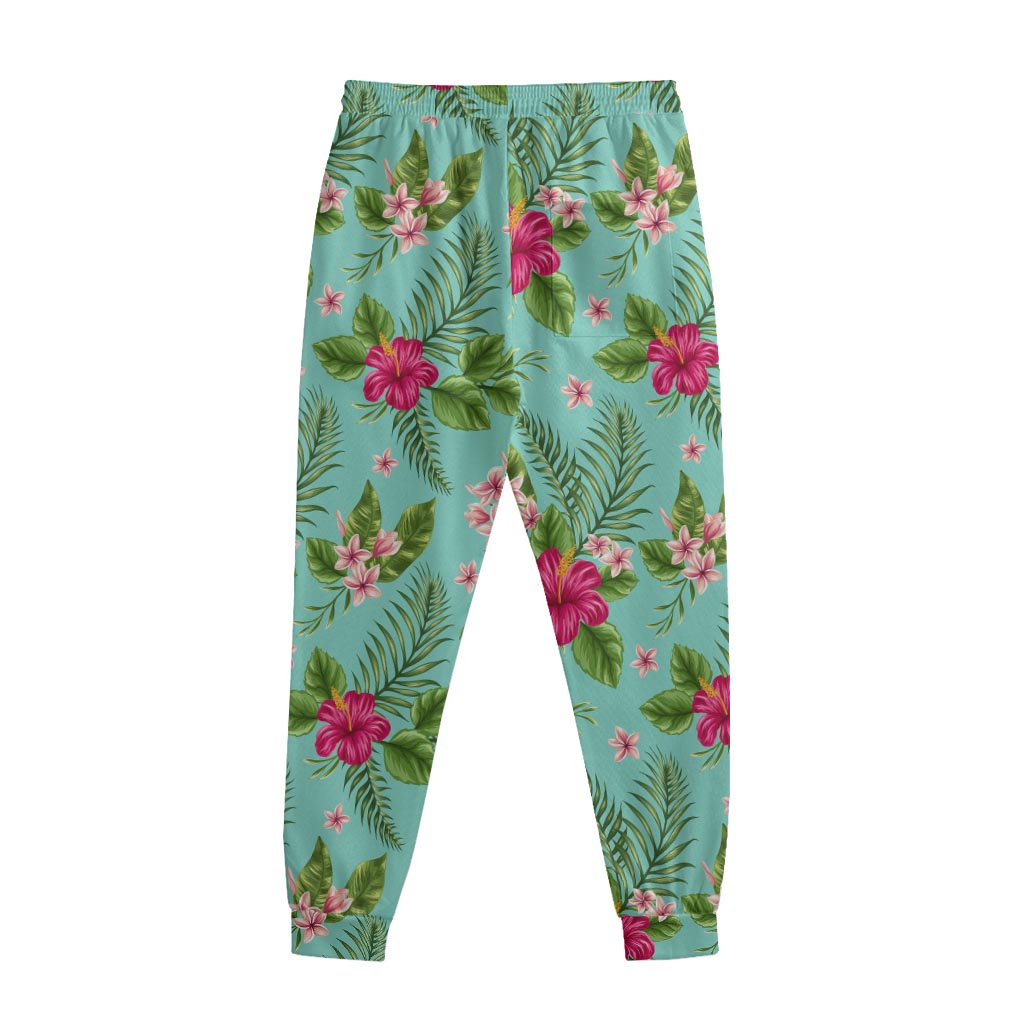 Hibiscus Plumeria Flowers Pattern Print Sweatpants