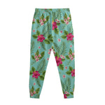 Hibiscus Plumeria Flowers Pattern Print Sweatpants