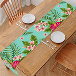 Hibiscus Plumeria Flowers Pattern Print Table Runner