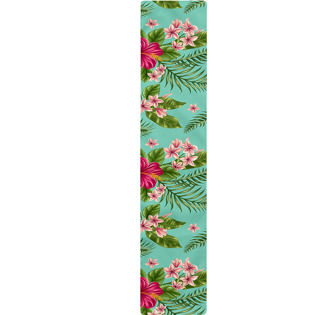 Hibiscus Plumeria Flowers Pattern Print Table Runner