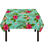 Hibiscus Plumeria Flowers Pattern Print Tablecloth
