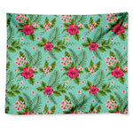 Hibiscus Plumeria Flowers Pattern Print Tapestry