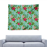Hibiscus Plumeria Flowers Pattern Print Tapestry