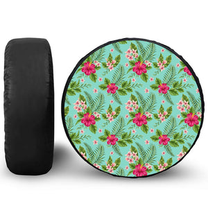 Hibiscus Plumeria Flowers Pattern Print Tire Cover