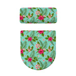 Hibiscus Plumeria Flowers Pattern Print Toilet Lid And Tank Cover Set