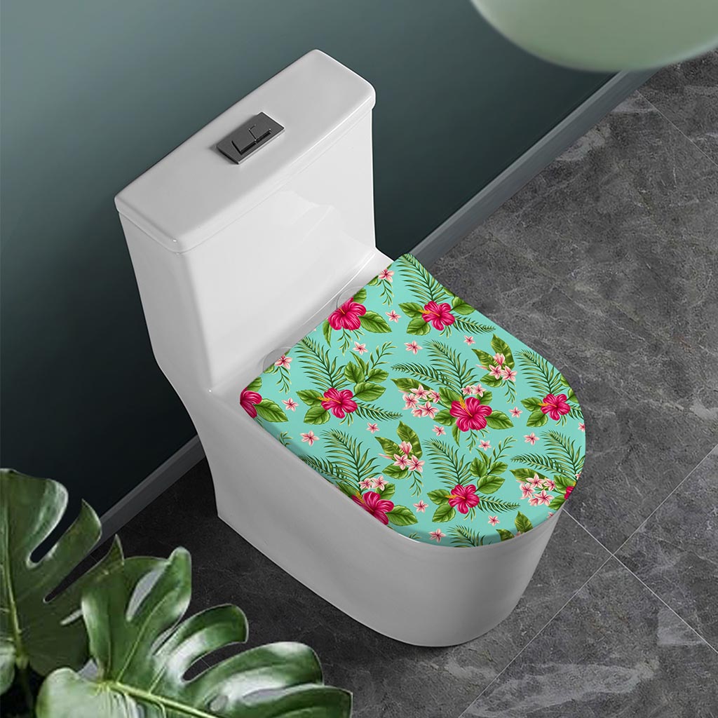 Hibiscus Plumeria Flowers Pattern Print Toilet Lid Cover