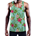 Hibiscus Plumeria Flowers Pattern Print Men's Workout Tank Top