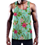 Hibiscus Plumeria Flowers Pattern Print Training Tank Top