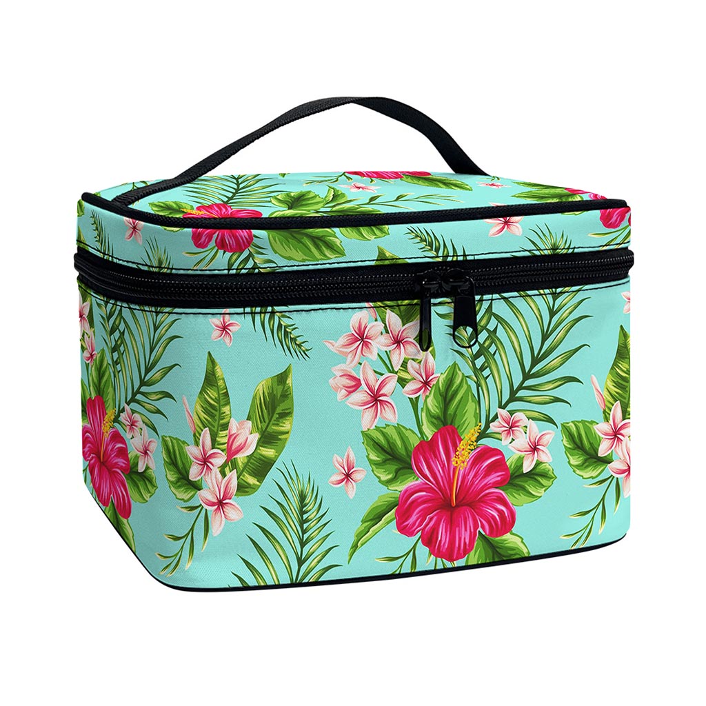Hibiscus Plumeria Flowers Pattern Print Travel Makeup Bag
