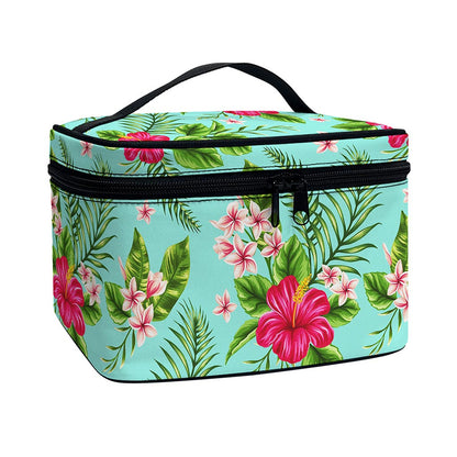 Hibiscus Plumeria Flowers Pattern Print Travel Makeup Bag