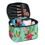 Hibiscus Plumeria Flowers Pattern Print Travel Makeup Bag