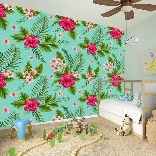 Hibiscus Plumeria Flowers Pattern Print Wall Sticker