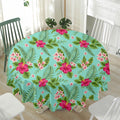 Hibiscus Plumeria Flowers Pattern Print Waterproof Round Tablecloth
