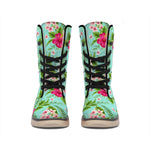 Hibiscus Plumeria Flowers Pattern Print Winter Boots