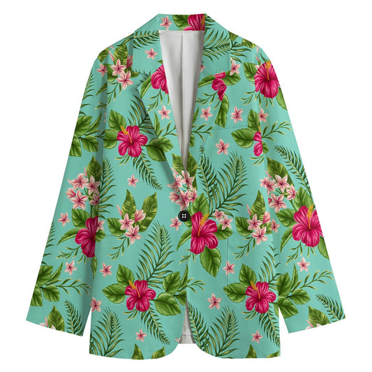 Hibiscus Plumeria Flowers Pattern Print Women's Blazer