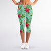 Hibiscus Plumeria Flowers Pattern Print Women's Capri Leggings