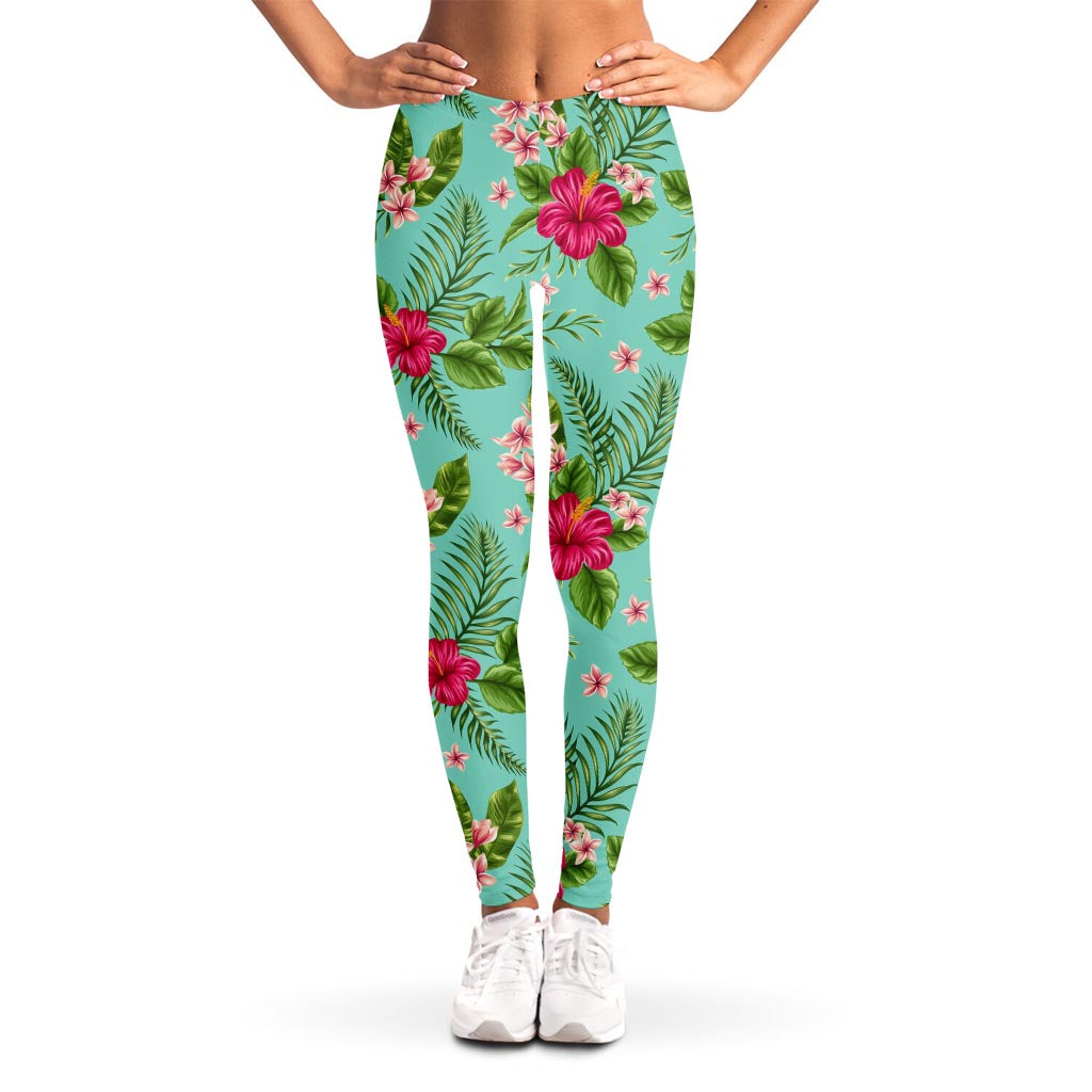 Hibiscus Plumeria Flowers Pattern Print Women's Leggings