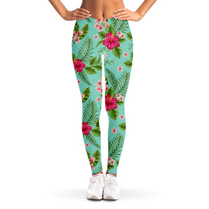 Hibiscus Plumeria Flowers Pattern Print Women's Leggings