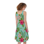 Hibiscus Plumeria Flowers Pattern Print Women's Sleeveless Dress