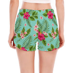 Hibiscus Plumeria Flowers Pattern Print Women's Split Running Shorts