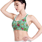 Hibiscus Plumeria Flowers Pattern Print Women's Sports Bra