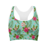 Hibiscus Plumeria Flowers Pattern Print Women's Sports Bra