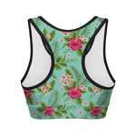 Hibiscus Plumeria Flowers Pattern Print Women's Sports Bra