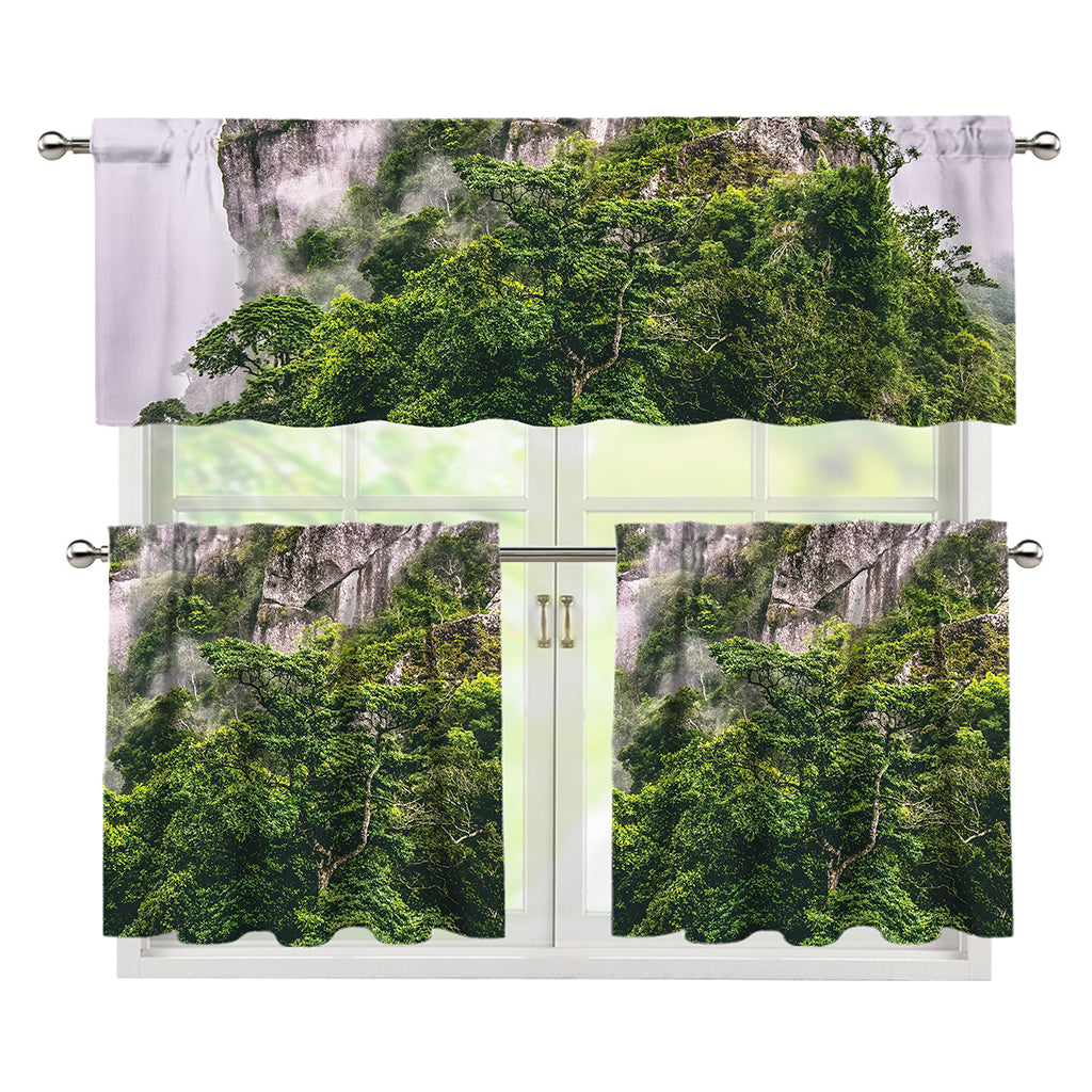 High Mountain Print 3 Piece Kitchen Curtains