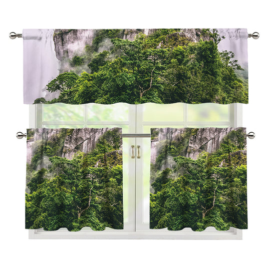 High Mountain Print 3 Piece Kitchen Curtains