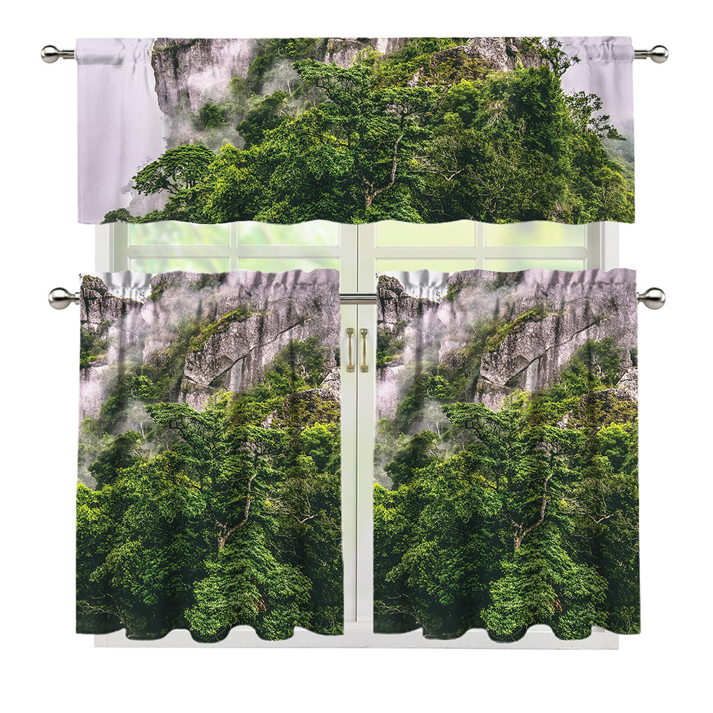 High Mountain Print 3 Piece Kitchen Curtains