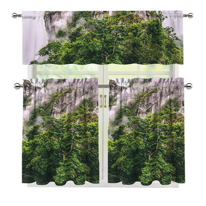 High Mountain Print 3 Piece Kitchen Curtains