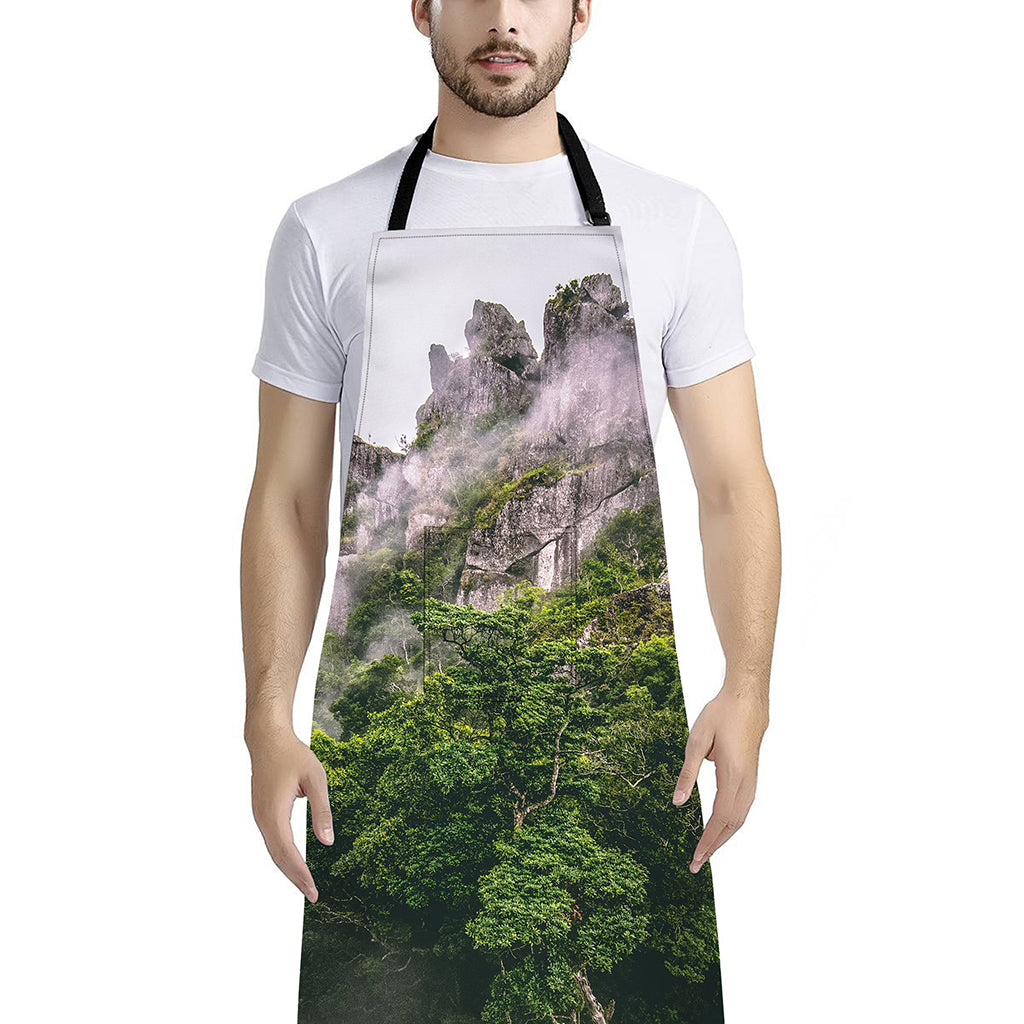 High Mountain Print Bib Apron With Pocket